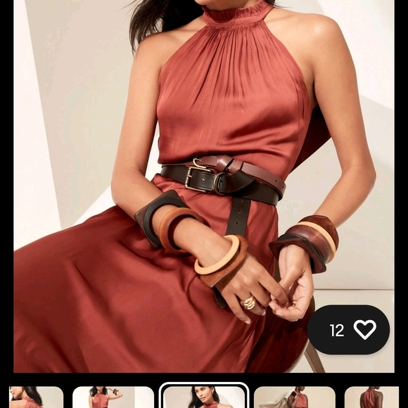 Banana Republic Deep Orange Satin Halter Midi Dress - Picture 5 of 7